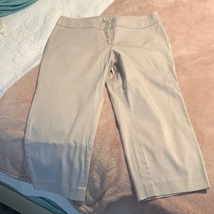 Loft size 8 petite khaki capris back pocket, Front zipper with two clasp